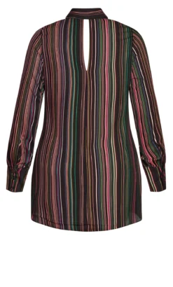 City Chic Black Striped Longline Top -Bold Fit Store 205883ILLUSION 8