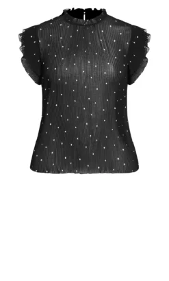 City Chic Black Polka Dot Print Frill Sleeve Top -Bold Fit Store 206255POLKADOT 6