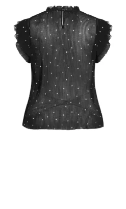 City Chic Black Polka Dot Print Frill Sleeve Top -Bold Fit Store 206255POLKADOT 7