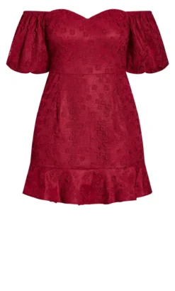 City Chic Red Embroidered Puff Sleeve Midi Dress 8 City Chic Red Embroidered Puff Sleeve Midi Dress -Bold Fit Store 207792LOVERED 3