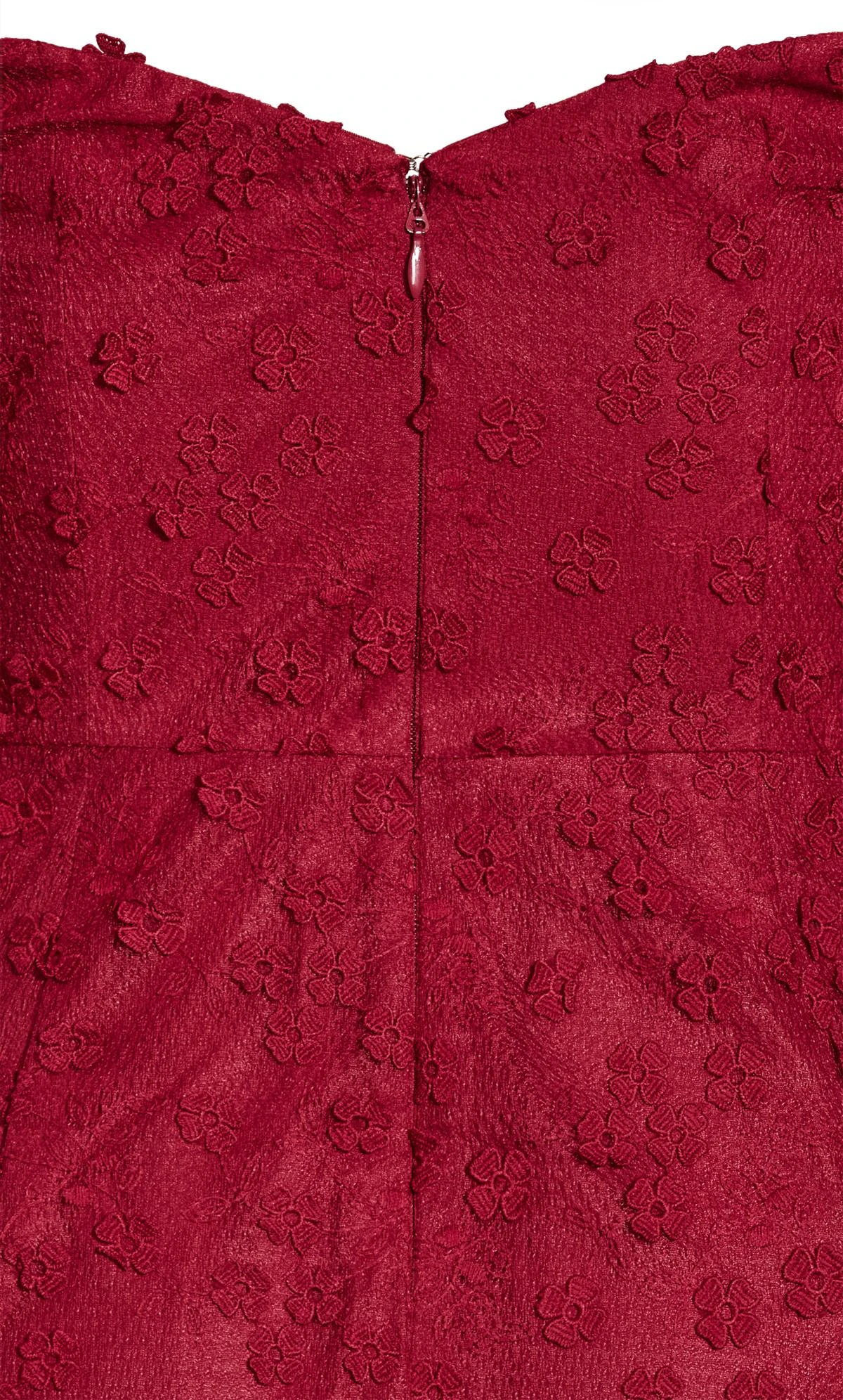 City Chic Red Embroidered Puff Sleeve Midi Dress 5 City Chic Red Embroidered Puff Sleeve Midi Dress - Image 5