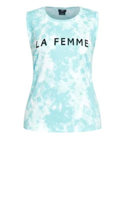 City Chic CCX Green Tye Dye 'La Femme' Slogan Vest -Bold Fit Store 207841MINTTIEDYE 4