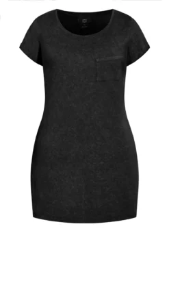 City Chic CCX Black Acid Wash T-Shirt Dress -Bold Fit Store 208147BLACK 5