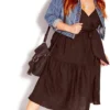 City Chic Black Sweet Sleeve Dress