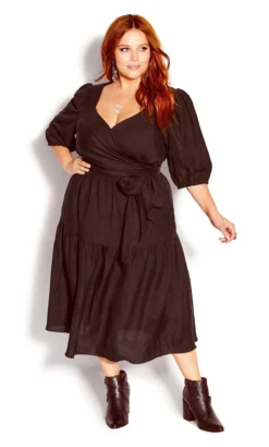 City Chic Black Sweet Sleeve Dress -Bold Fit Store 208186BLACK 3