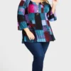 Avenue Blue Multi Block Peplum Top