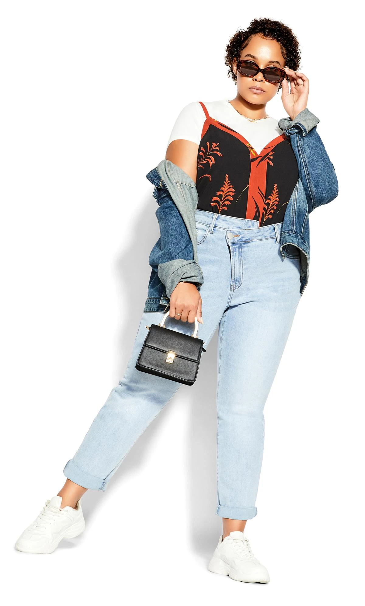 City Chic Black & Orange Floral Cami Vest Top 4 City Chic Black & Orange Floral Cami Vest Top - Image 4