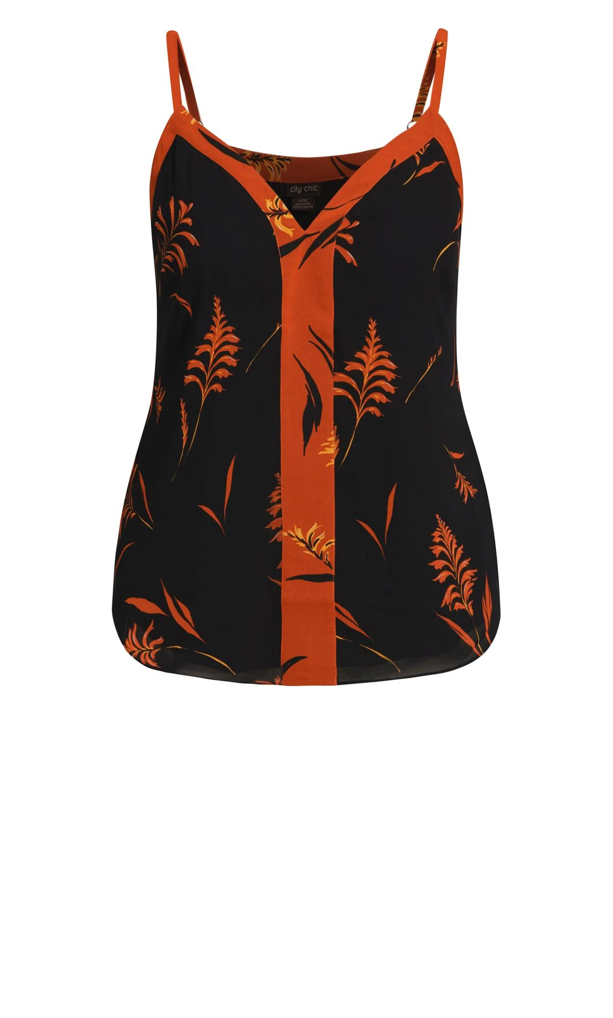 City Chic Black & Orange Floral Cami Vest Top 5 City Chic Black & Orange Floral Cami Vest Top - Image 5
