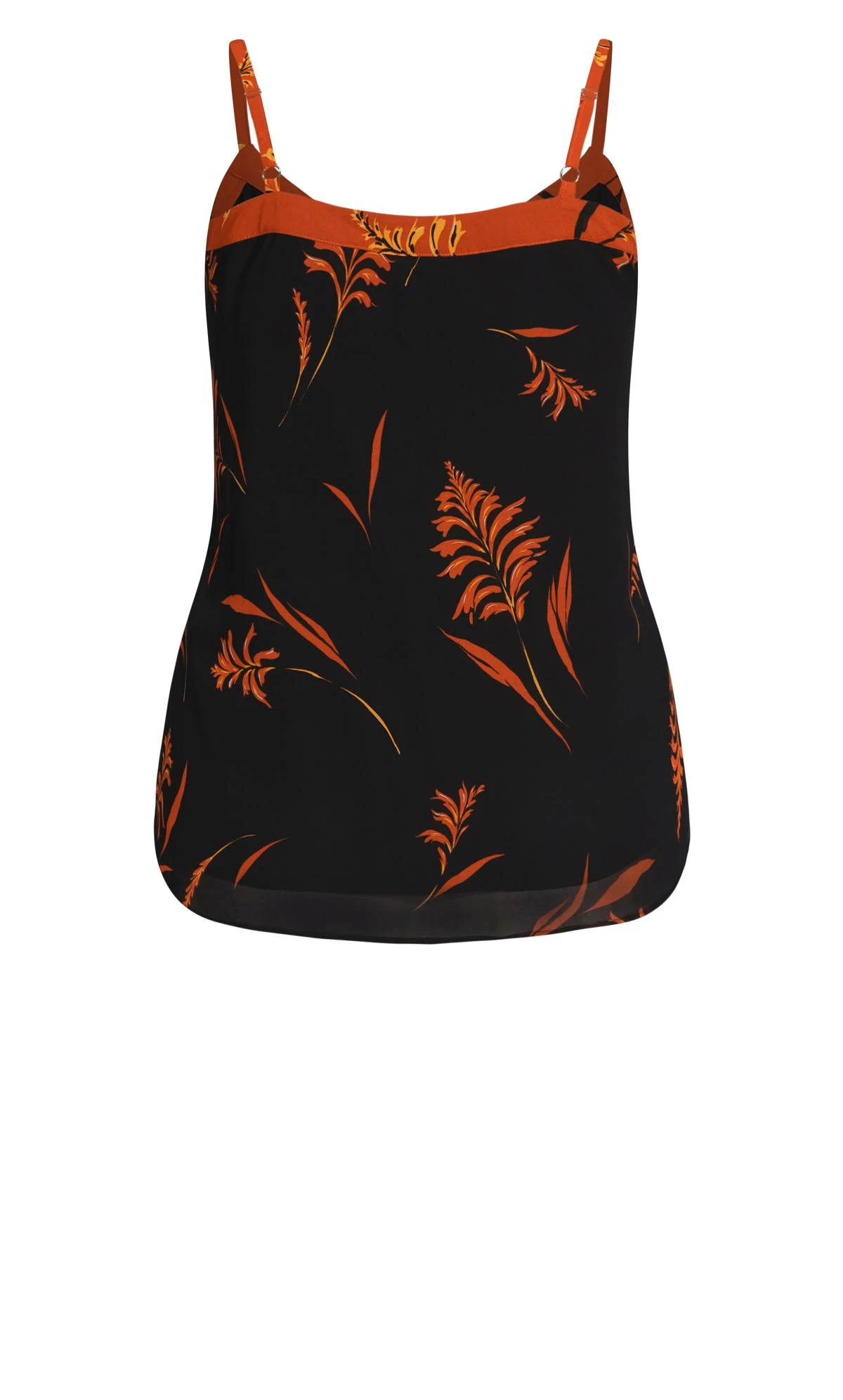 City Chic Black & Orange Floral Cami Vest Top 6 City Chic Black & Orange Floral Cami Vest Top - Image 6