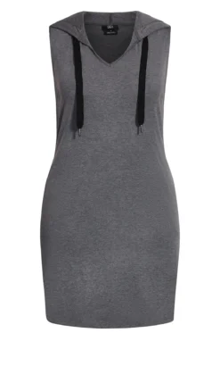 City Chic CCX Grey V Hoodie Dress -Bold Fit Store 208636PLATINUM 4