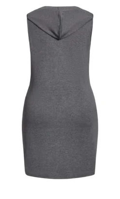 City Chic CCX Grey V Hoodie Dress -Bold Fit Store 208636PLATINUM 5