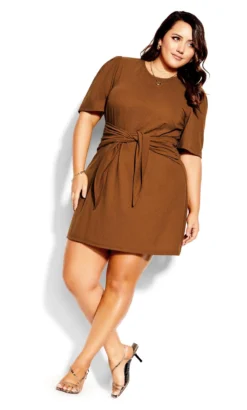City Chic Brown Tie Point Dress