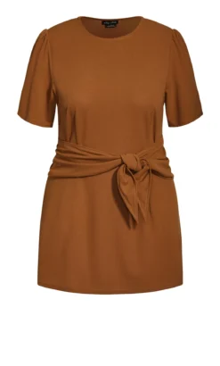 City Chic Brown Tie Point Dress -Bold Fit Store 208692FUDGE 4