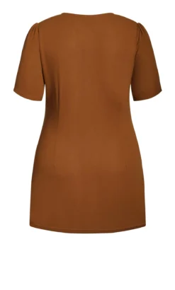 City Chic Brown Tie Point Dress -Bold Fit Store 208692FUDGE 5