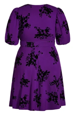 City Chic Purple Floral Belted Skater Dress -Bold Fit Store 208985PETUNIA 5