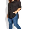 Avenue Black Collarless Shirt