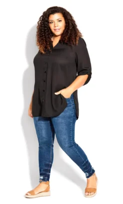 Avenue Black Collarless Shirt