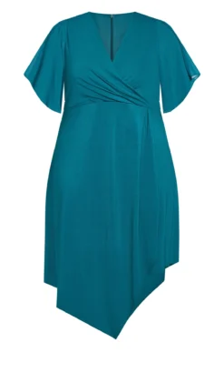 Avenue Green Hanky Hem Wrap Dress -Bold Fit Store 209164TEAL 3