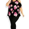 Avenue Black Floral Print Cold Shoulder Top