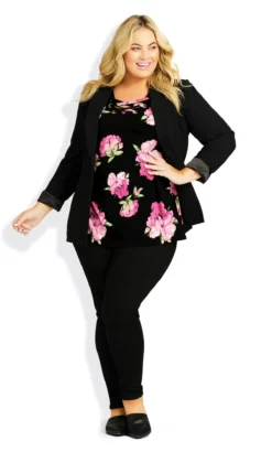 Avenue Black Floral Print Cold Shoulder Top -Bold Fit Store 209170PINKFLORAL 15