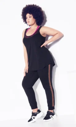 City Chic Zim & Zoe Black Stripe Detail Jogger