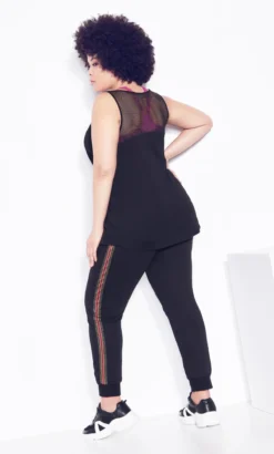 City Chic Zim & Zoe Black Stripe Detail Jogger -Bold Fit Store 209259BLACK 3