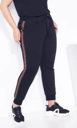 City Chic Zim & Zoe Black Stripe Detail Jogger -Bold Fit Store 209259BLACK 4