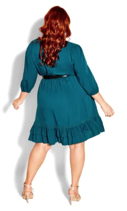 City Chic Green Lace Shirt Dress -Bold Fit Store 209650PETROL 3