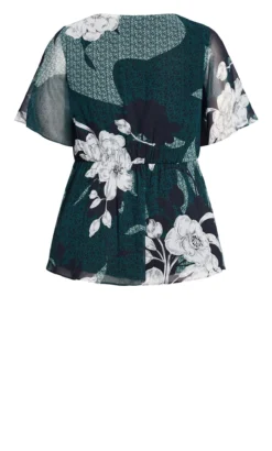 City Chic Dark Green Floral Print Wrap Blouse 9 City Chic Dark Green Floral Print Wrap Blouse -Bold Fit Store 209653PRECIOUSJADE 5