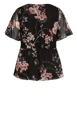 City Chic Black Floral Wrap Top -Bold Fit Store 209690BLKBOLDBLSM 6