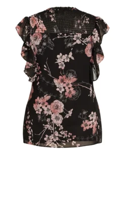 City Chic Black Floral Ruffle Sleeve Top -Bold Fit Store 209691BLKBOLDBLSM 6