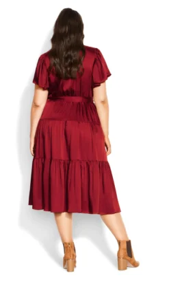 City Chic Red Tiered Wrap Midi Dress -Bold Fit Store 209702TRUERED 4