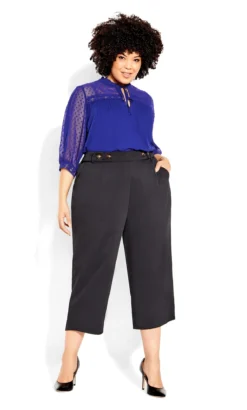City Chic Blue Dobby Tie Neck Blouse -Bold Fit Store 209855SAPPHIRE 3