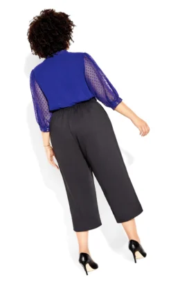 City Chic Blue Dobby Tie Neck Blouse -Bold Fit Store 209855SAPPHIRE 4