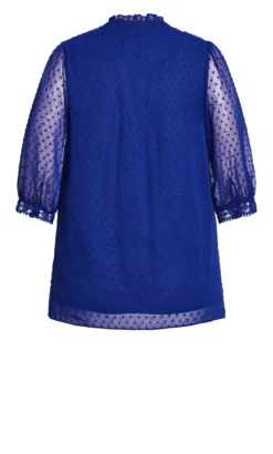 City Chic Blue Dobby Tie Neck Blouse -Bold Fit Store 209855SAPPHIRE 8