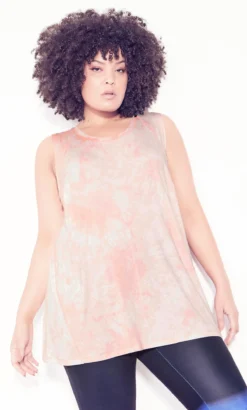 Avenue Ave Leisure Orange Tie Dye Vest Top -Bold Fit Store 209952PEACHTIEDYE 3