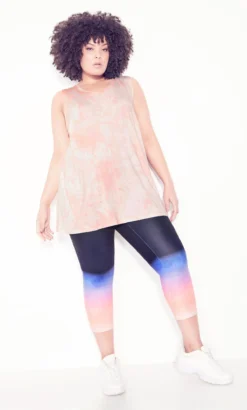 Avenue Ave Leisure Orange Tie Dye Vest Top -Bold Fit Store 209952PEACHTIEDYE 4