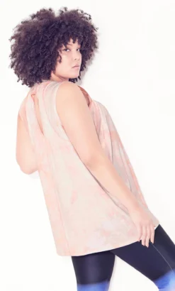 Avenue Ave Leisure Orange Tie Dye Vest Top -Bold Fit Store 209952PEACHTIEDYE 5