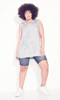Avenue Blue Tie Dye Longline Vest Top