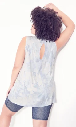 Avenue Blue Tie Dye Longline Vest Top -Bold Fit Store 209952POWDERBLUETIEDYE 3
