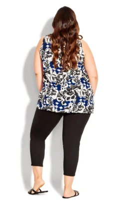 Avenue Dark Blue Abstract Floral Print Tank Top -Bold Fit Store 210070BLUESUNNYPATCH 4