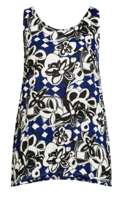 Avenue Dark Blue Abstract Floral Print Tank Top -Bold Fit Store 210070BLUESUNNYPATCH 5