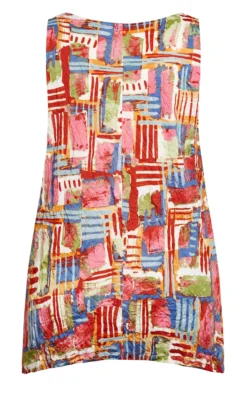 Avenue Red Geometric Print Vest Top -Bold Fit Store 210070PAPRIKAMIX 6