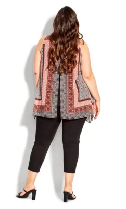 Avenue Orange Tile Print Hanky Hem Vest Top 9 Avenue Orange Tile Print Hanky Hem Vest Top -Bold Fit Store 210075SPICEHARBOR 4