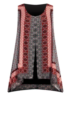 Avenue Orange Tile Print Hanky Hem Vest Top 10 Avenue Orange Tile Print Hanky Hem Vest Top -Bold Fit Store 210075SPICEHARBOR 5