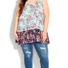 Avenue Blue Floral Print Longline Vest Top