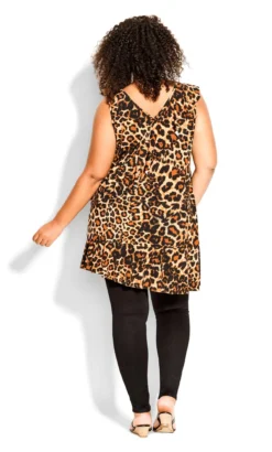 Avenue City Chic Brown Leopard Print Frill Neck Tunic 15 Avenue City Chic Brown Leopard Print Frill Neck Tunic -Bold Fit Store 210136LEOPARD 4