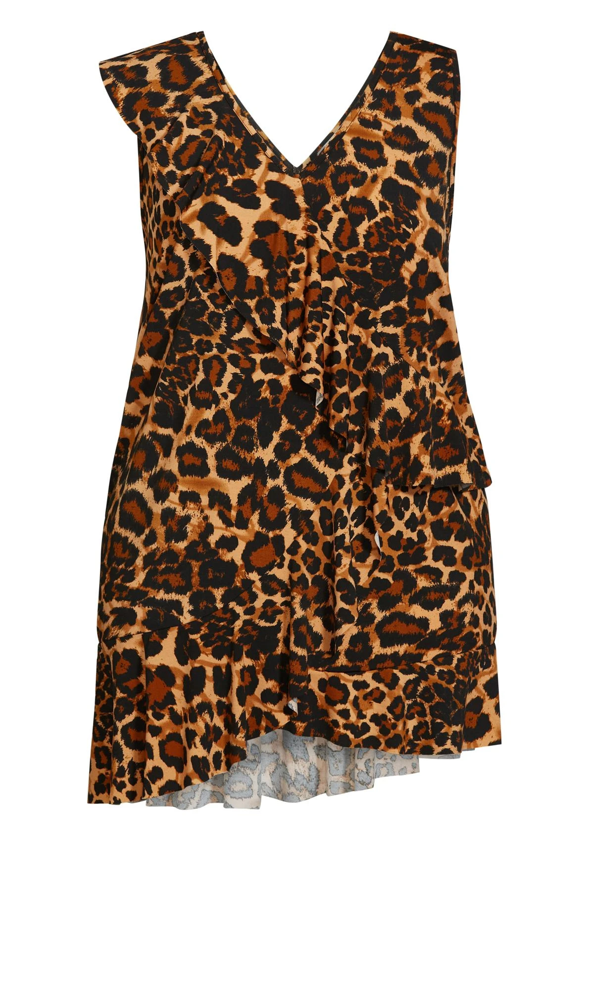 Avenue City Chic Brown Leopard Print Frill Neck Tunic 8 Avenue City Chic Brown Leopard Print Frill Neck Tunic - Image 8
