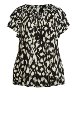 Avenue Black Precious Flutter Top 15 Avenue Black Precious Flutter Top -Bold Fit Store 210169ABTRACTANIMAL 7