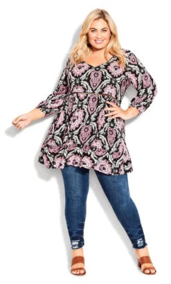 Avenue Black Paisley Print Top